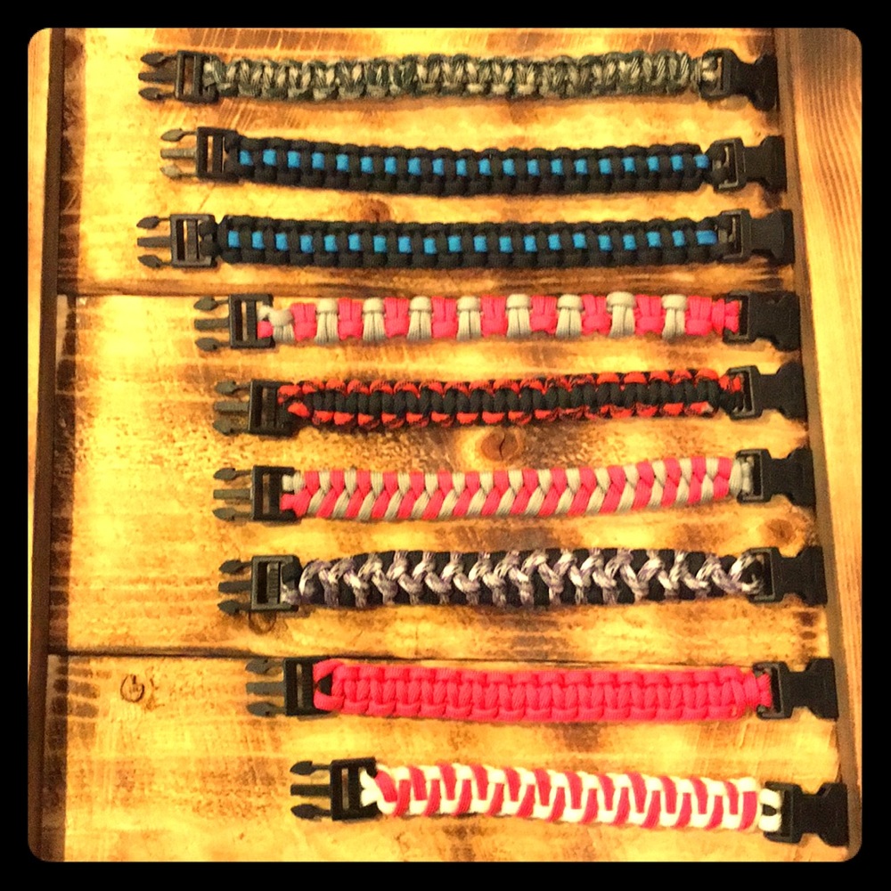 Bundle of 9 paracord survival bracelets, handmade